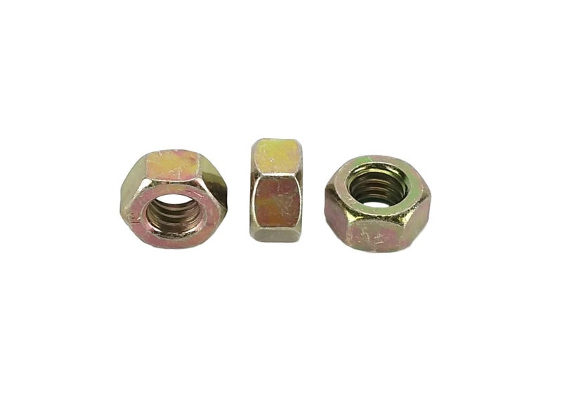 Chenango Supply 5/16-18 Grade 8 Hex Nuts â€“ Alloy Steel, Yellow Chromate Zinc, USS Coarse Thread, High-Strength Hardened Hex Nuts, 50 Pieces - Image 1